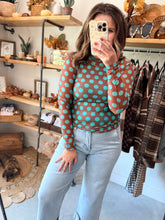 Load image into Gallery viewer, Brown &amp; Turquoises Polka Dot Mesh