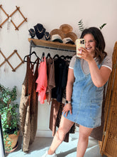 Load image into Gallery viewer, Light Washed Denim Overall Dress