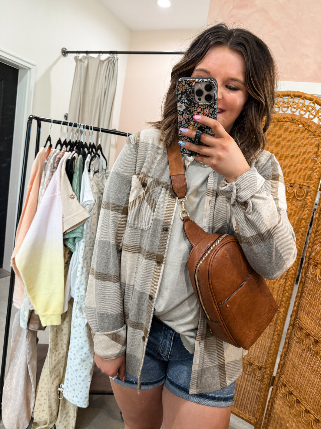 Neutral Plaid Top