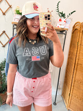Load image into Gallery viewer, USA Embroidered T Shirt
