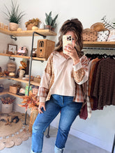 Load image into Gallery viewer, Plaid Floral Colorblock Hoodie