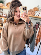 Load image into Gallery viewer, Brown Mineral Snap Collared Sweatshirt