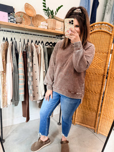 Acid Washed Double Ribbed Pullover