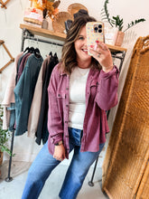 Load image into Gallery viewer, Mineral Wash Waffle Knit Button-Up Shacket