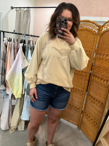 Butter Yellow Lace Sweatshirt