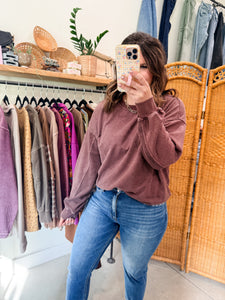 Mineral Washed Mixed Textured Pullover
