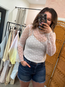Polka Dot Mesh Top