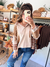 Load image into Gallery viewer, Plaid Floral Colorblock Hoodie