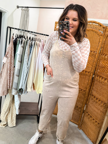 Neutral Checkered Mesh Top