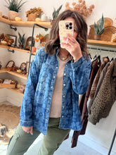 Load image into Gallery viewer, Dark Washed Floral Jacket