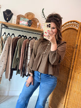 Load image into Gallery viewer, Plaid Pintuck Henley Top