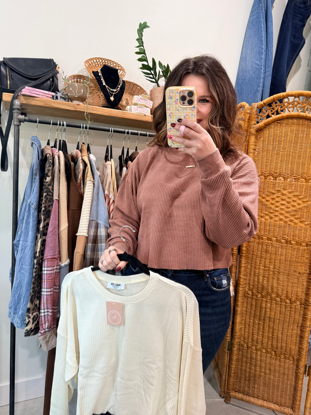 Mineral Washed Waffle Knit Top