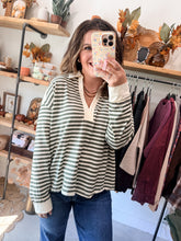 Load image into Gallery viewer, Striped Henley Pullover