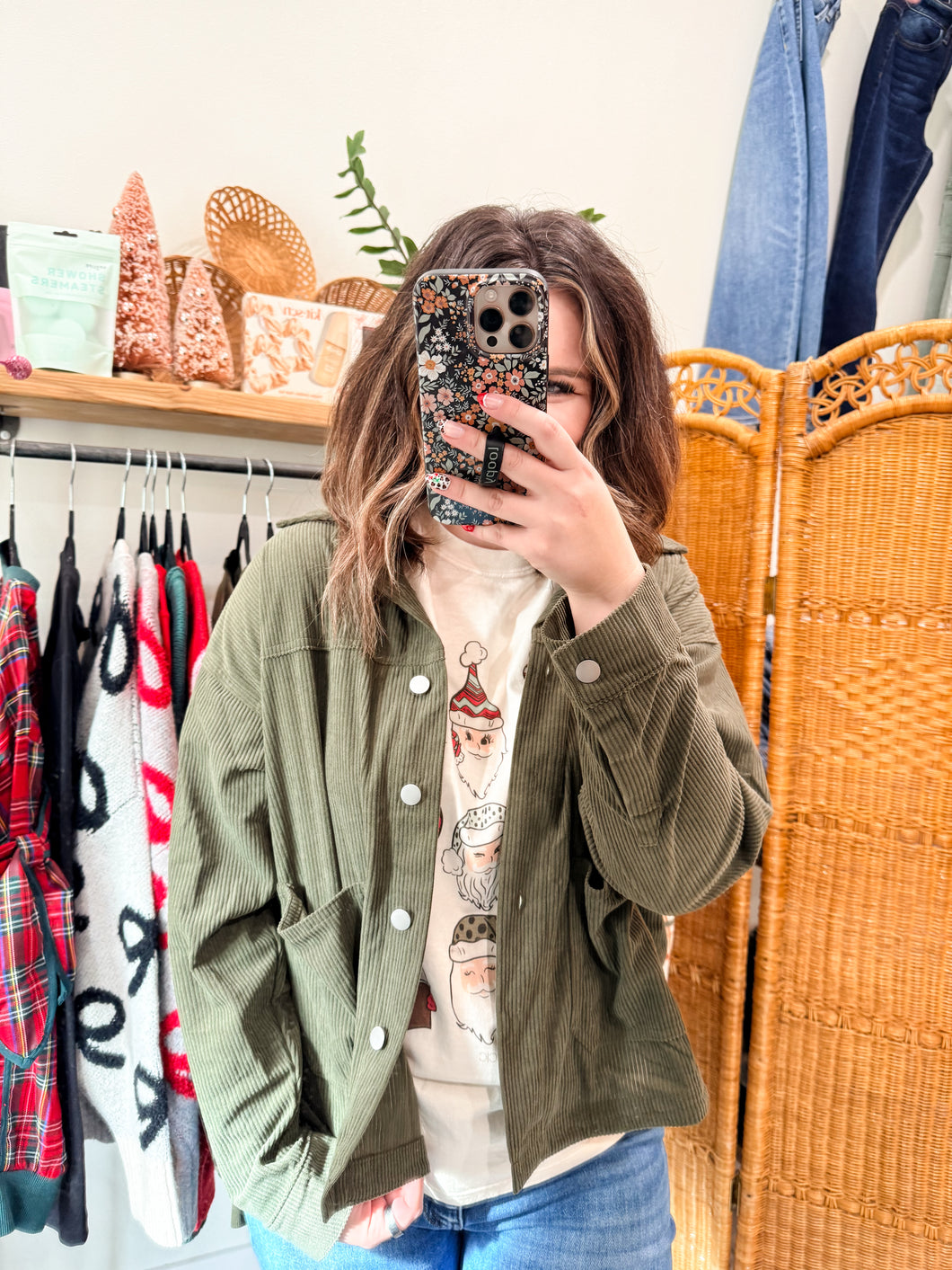 Olive Corduroy Shacket