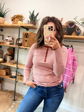 Load image into Gallery viewer, Blush Striped Henley