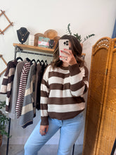 Load image into Gallery viewer, Striped Dropped Shoulder Sweater