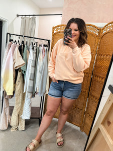 Peach Corded Sweatshirt