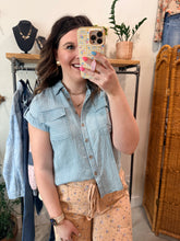 Load image into Gallery viewer, Stripe Collared Chambray Top