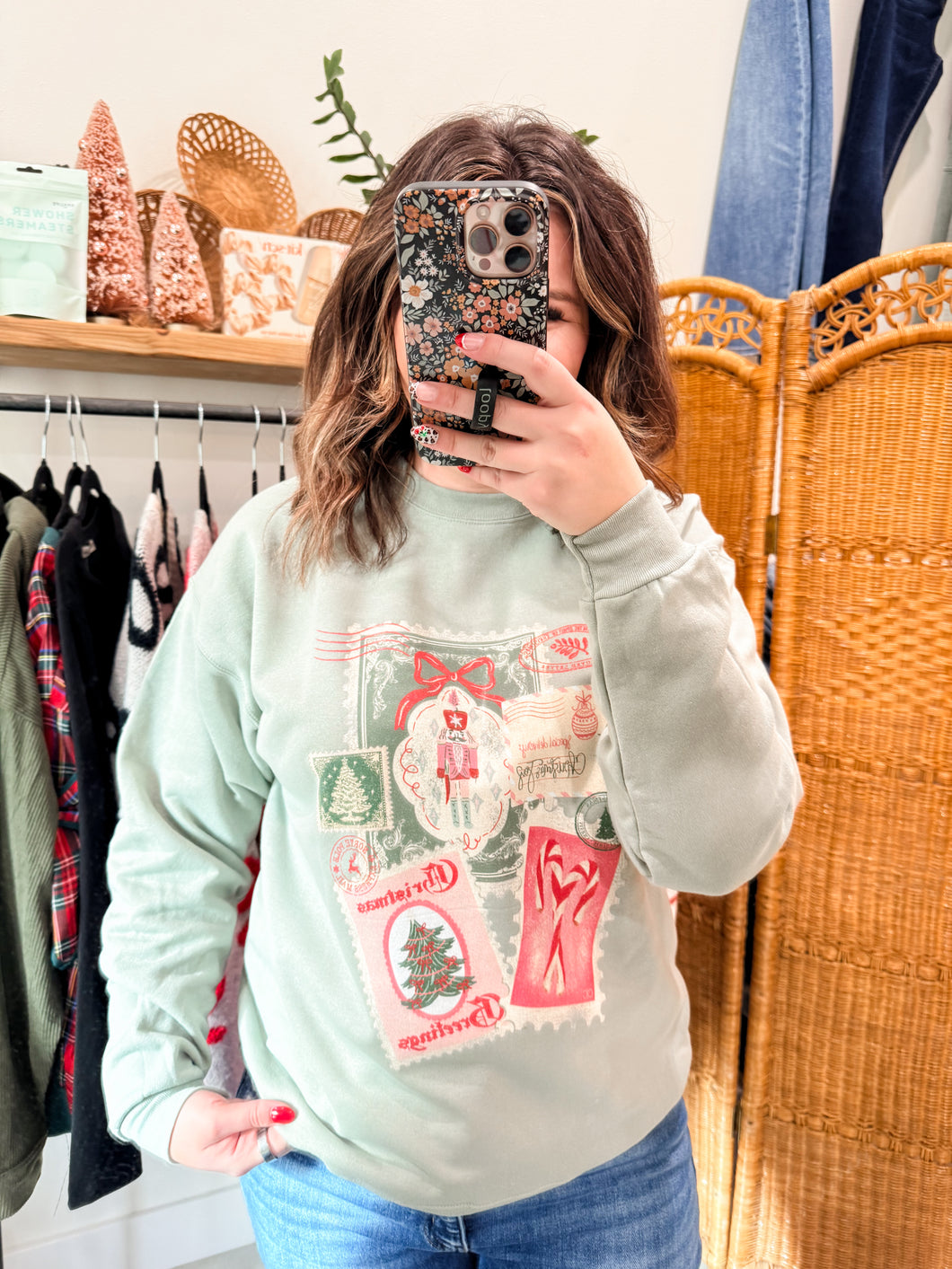 Christmas Post Card  Graphic Sweatshirt