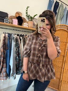 Veronica Bow Plaid Top