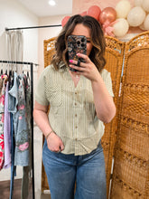 Load image into Gallery viewer, Olive Stripe Blouse