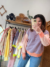 Load image into Gallery viewer, Peach Pop Stripe Pullover