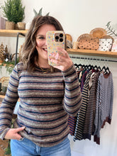 Load image into Gallery viewer, Olive &amp; Navy Striped Top