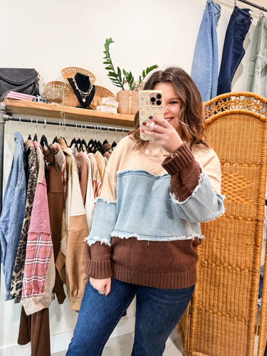 Denim Colorblock Sweater