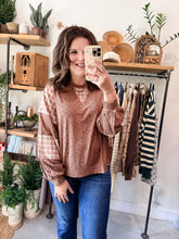 Load image into Gallery viewer, Brown Floral Plaid Top