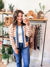 Load image into Gallery viewer, Taupe &amp; Denim Cardigan
