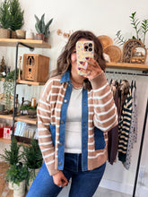 Load image into Gallery viewer, Taupe &amp; Denim Cardigan