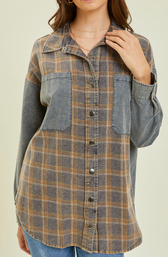 Plaid Washed Top