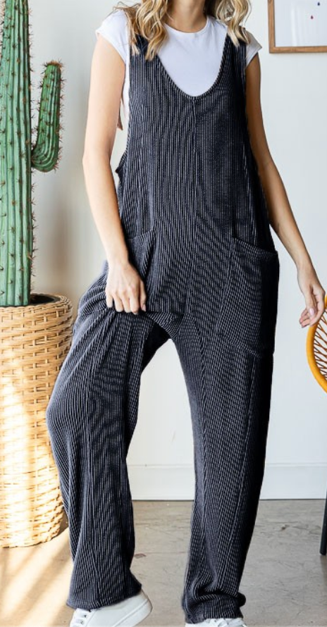 Solid Ribbed Jumpsuit