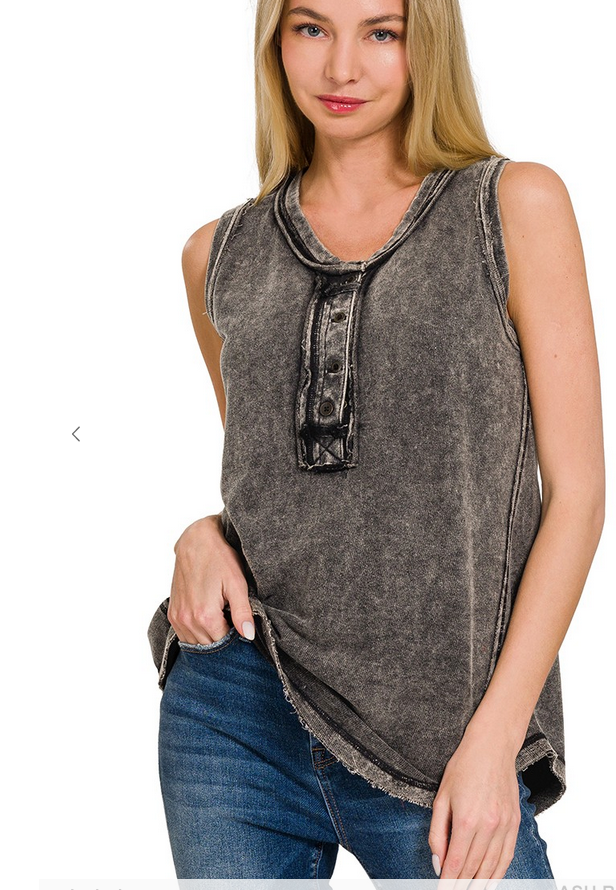 Washed Henley Tank