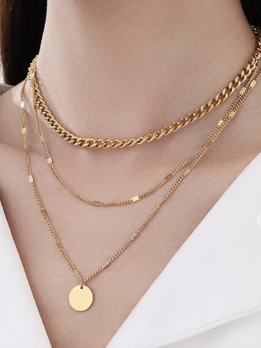 Triple Layer Disk Necklace