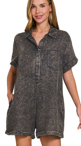 Buckle Up Shirt Romper
