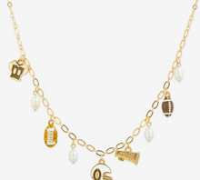 Load image into Gallery viewer, Gameday Touchdown Football Multi Charm Necklace