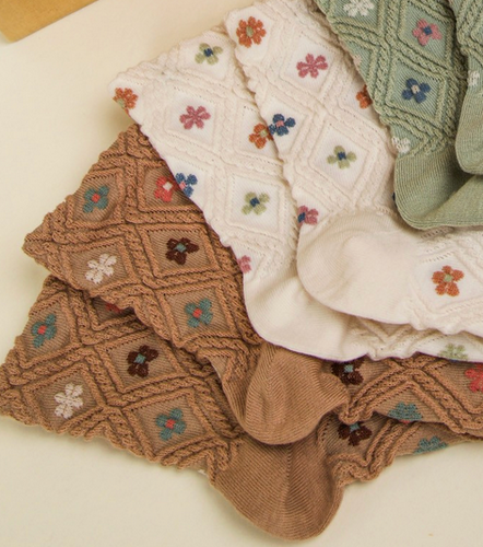 Floral Print Texture Socks