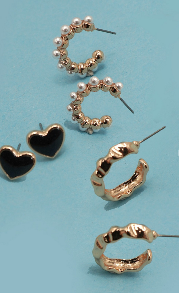 Heart Mini Huggie Hoop Trio